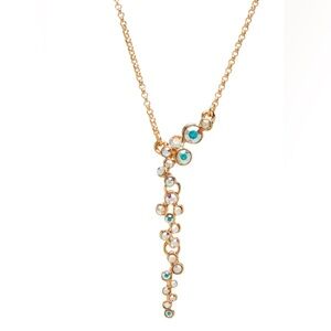 Elegant Clustered Aurore Boreale Crystal necklace on gold plated chain NWT